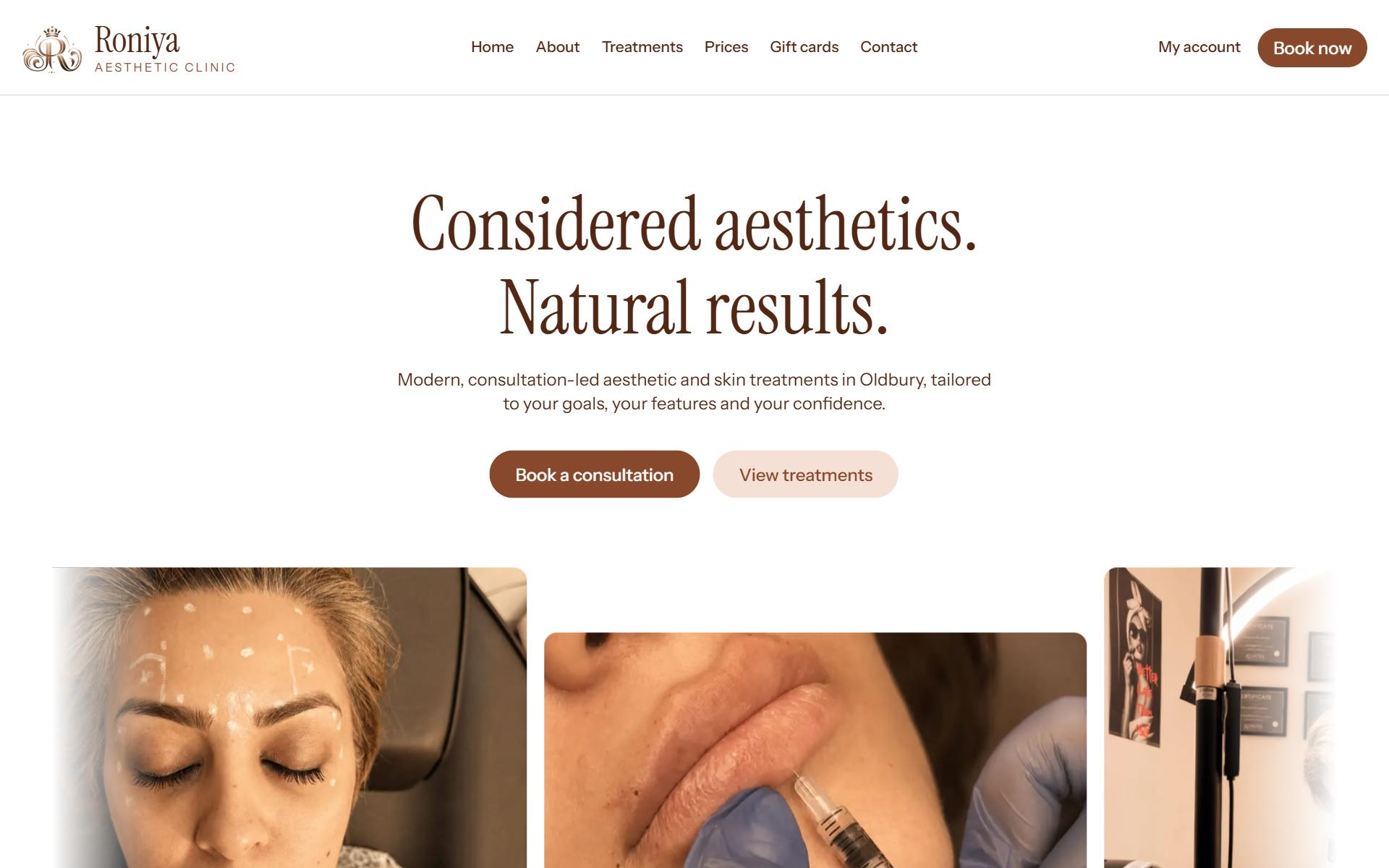 Roniya Aesthetic Clinic, the site we built